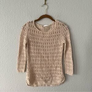 Cream Crochet Sweater Top Open Knit Y2K by Dalia size XS